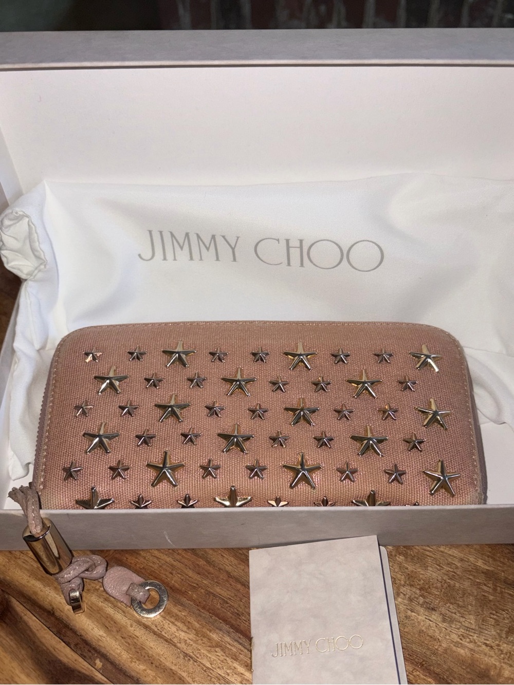 Jimmy Choo Blush Pink Star-Stud Zip Wallet (full inclusion)